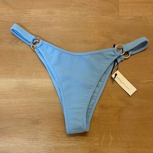 Lovers and friends light Blue Ribbed Bikini Bottom with Ring Details sz M
